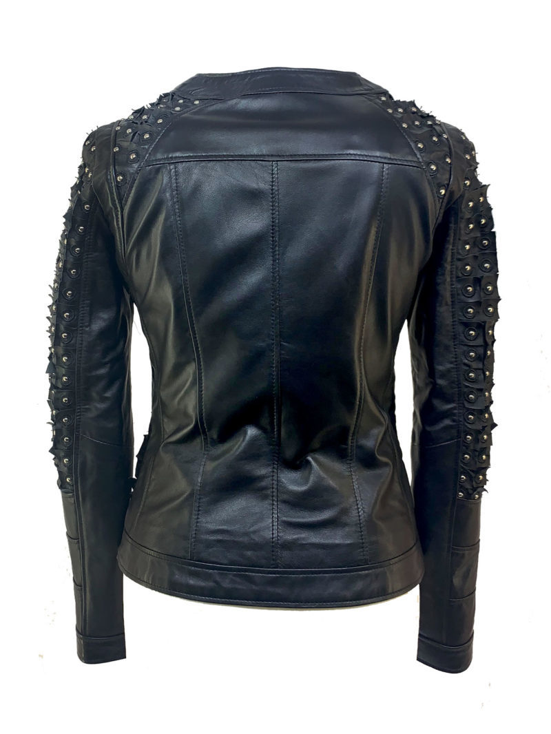 Damen Stretch-Lederjacke mit Nieten - MANEBO